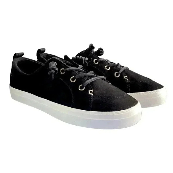 Sperry Crest Vibe Plushwave Snake Women 8 M Leather Lace-Up Sneakers Black NEW - Picture 1 of 9